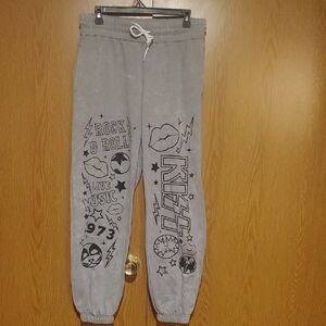 Women's Kiss Gray Graphic Joggers Sweatpants